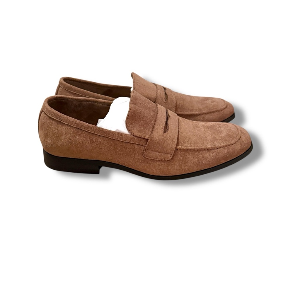 Nick Graham Altred Brown Faux Suede Slip on Penny Loafer Dress Shoes‎ Sz 8 NEW